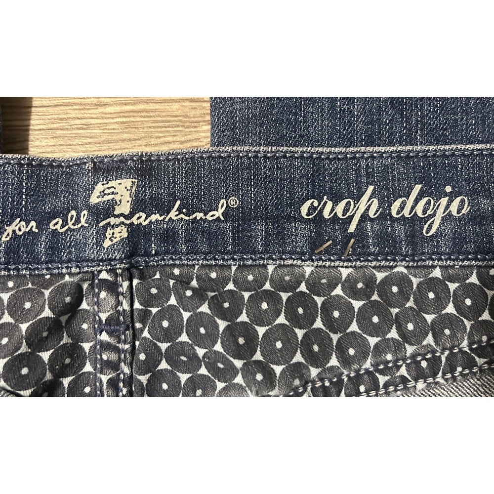 7 For All Mankind Vintage Crop Dojo Blue Jean Low Rise Medium Wash Sz 32 (34x20) - Picture 4 of 11